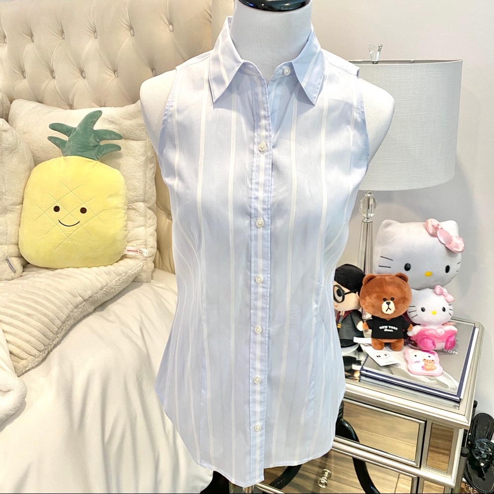 Tall Striped Sleeveless “Perfect Shirt”